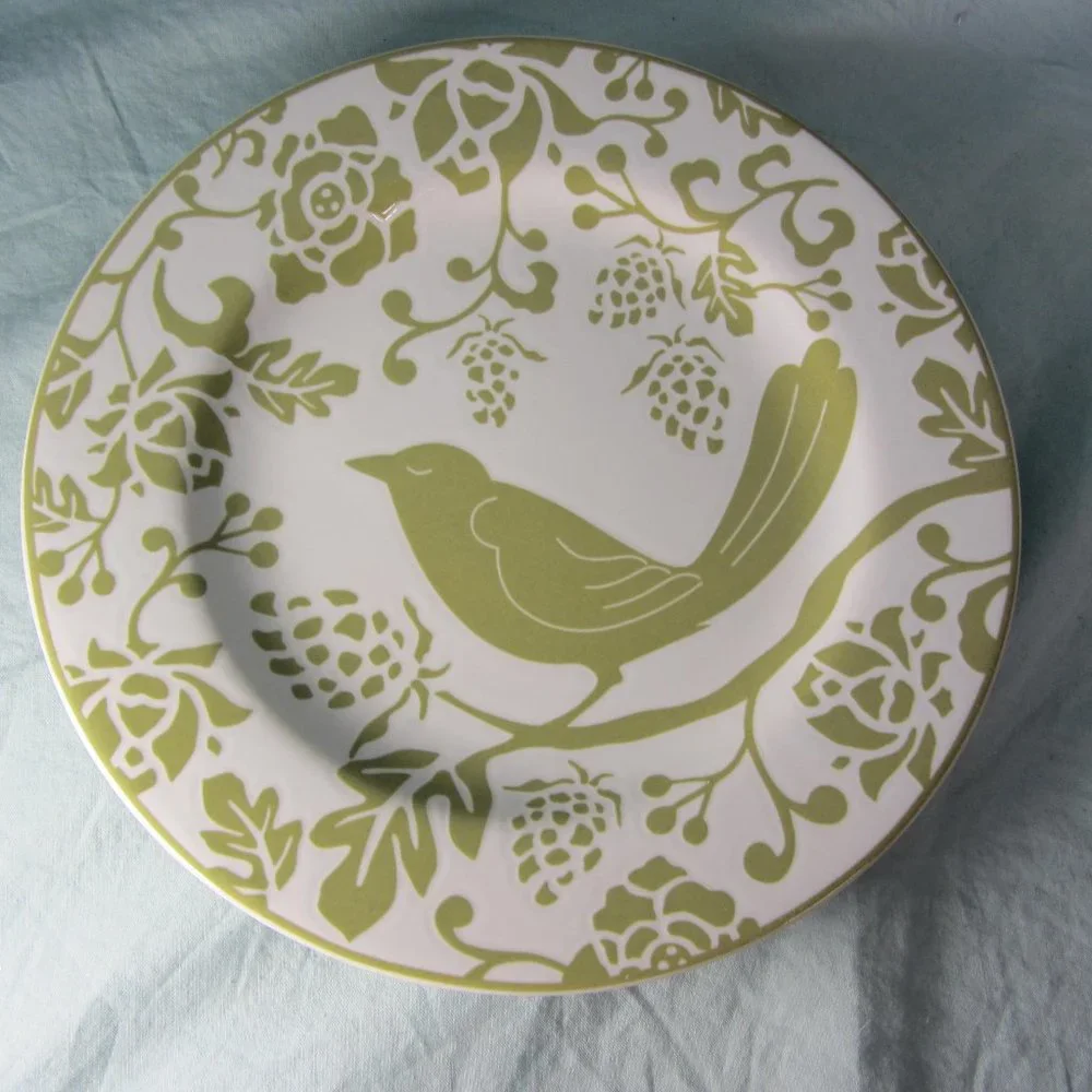 3 for $40 - Pier 1 sage green bird salad plate (w1411)
